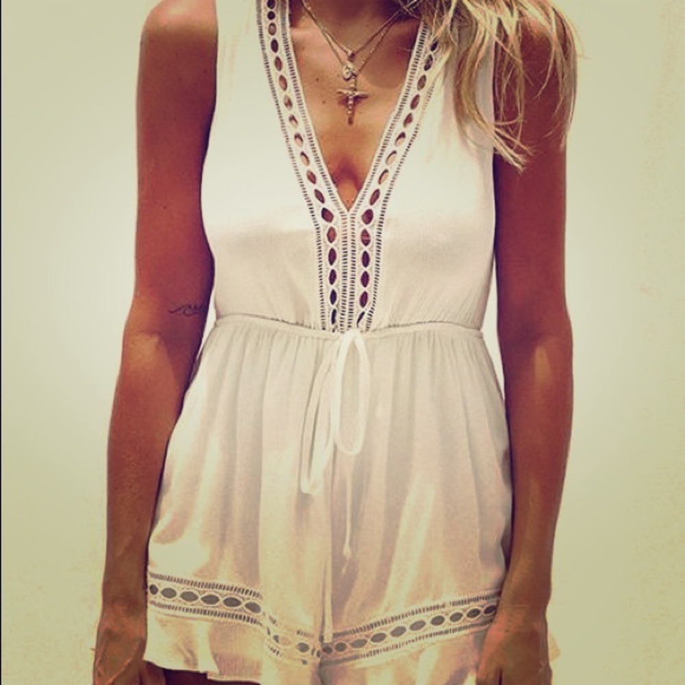 White V Neck Romper